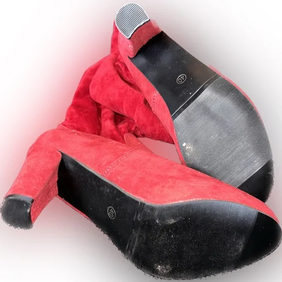 🔥RED leather and suede boots - Picture 5 of 6